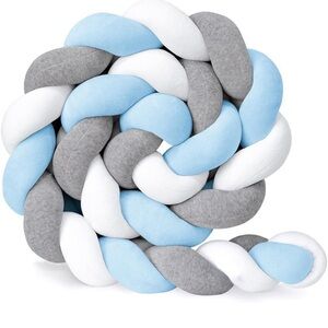 Braided Kids Cushion - Blue, Gray, and White